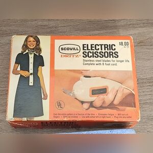Vintage Scovill Dritz Electric Scissors With Original Box